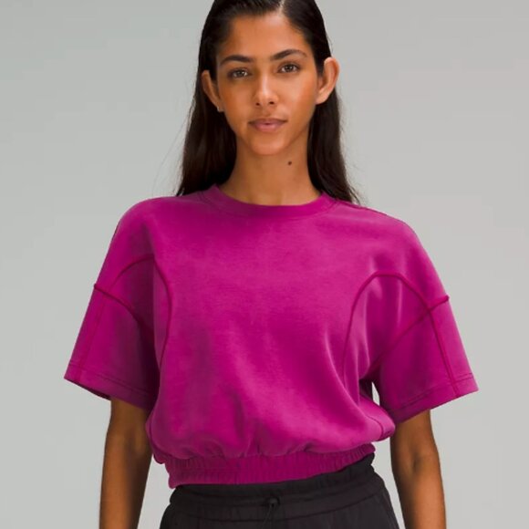 Lululemon Magenta Cropped Top Softstreme Short Sleeve - Picture 1 of 16